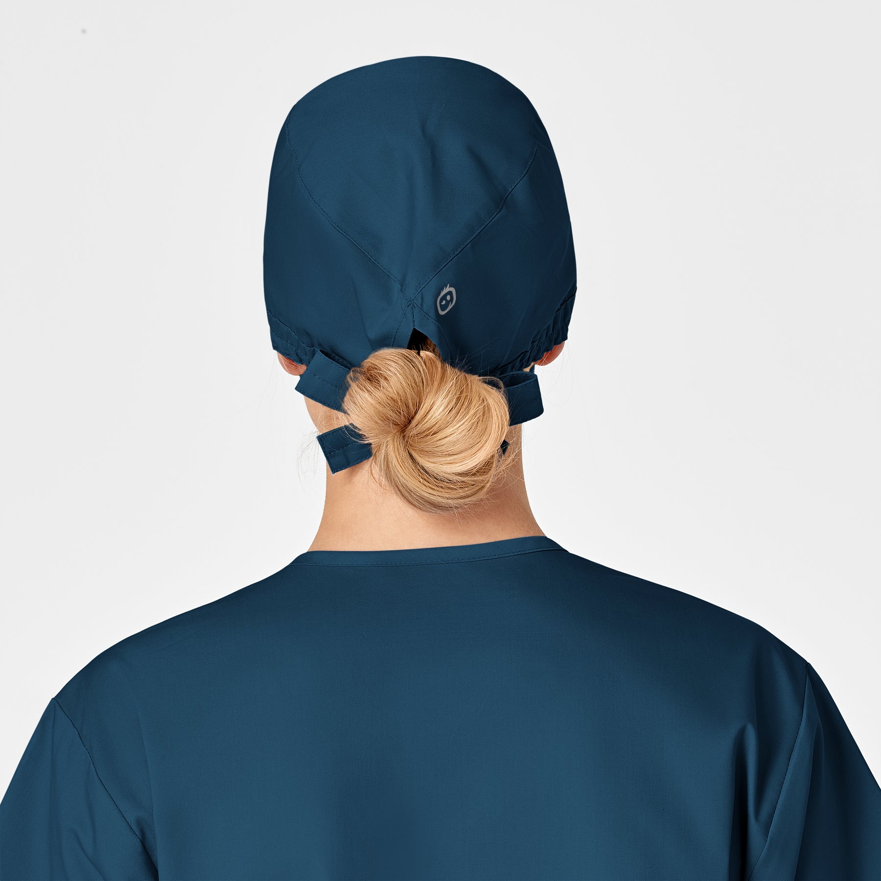 WonderWORK Unisex Tie Back Scrub Cap Caribbean Blue side detail 1