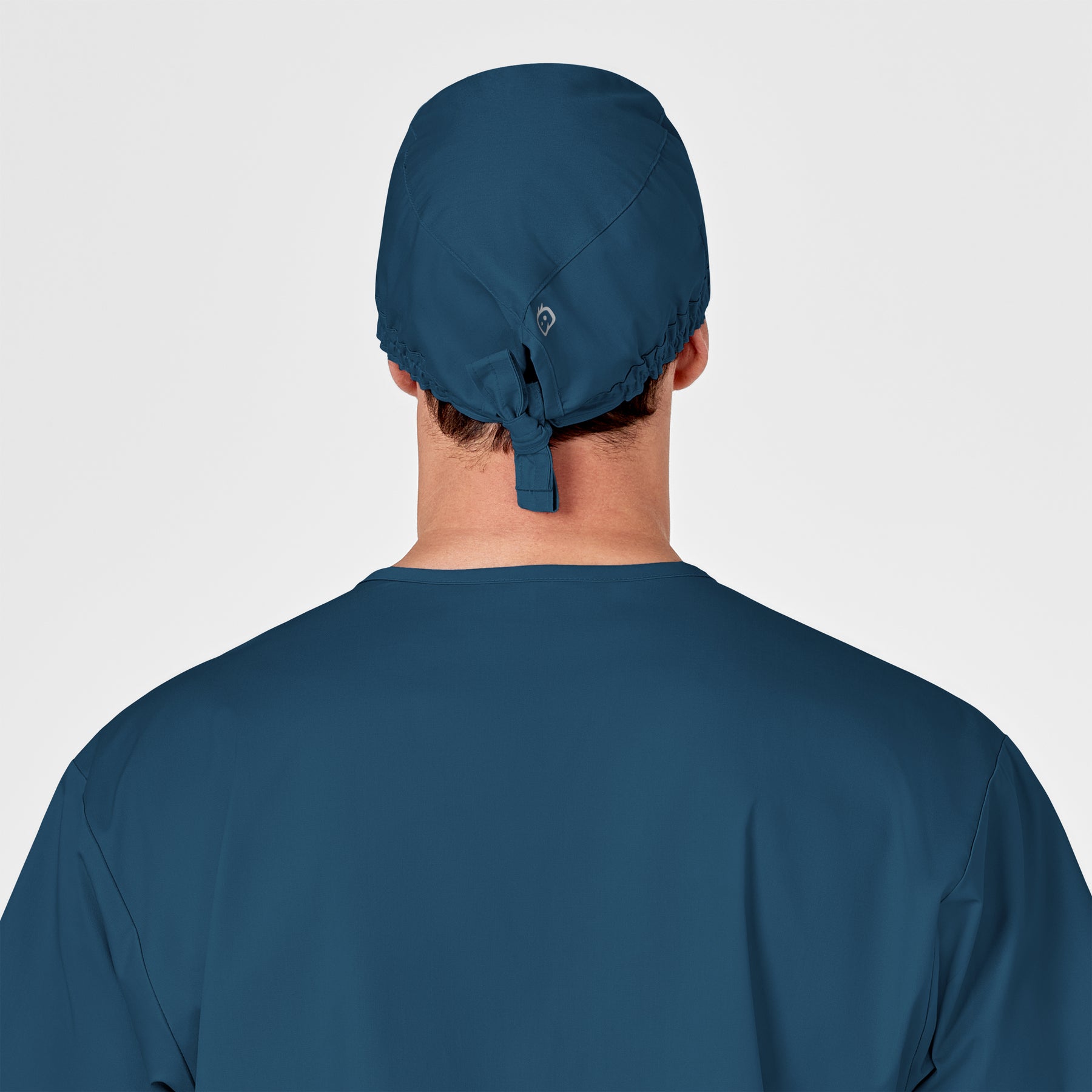 WonderWORK Unisex Tie Back Scrub Cap Caribbean Blue back view