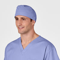 WonderWORK Unisex Tie Back Scrub Cap Ceil Blue side view