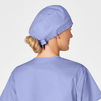 WonderWORK Unisex Tie Back Scrub Cap Ceil Blue front detail