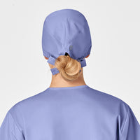 WonderWORK Unisex Tie Back Scrub Cap Ceil Blue side detail 1