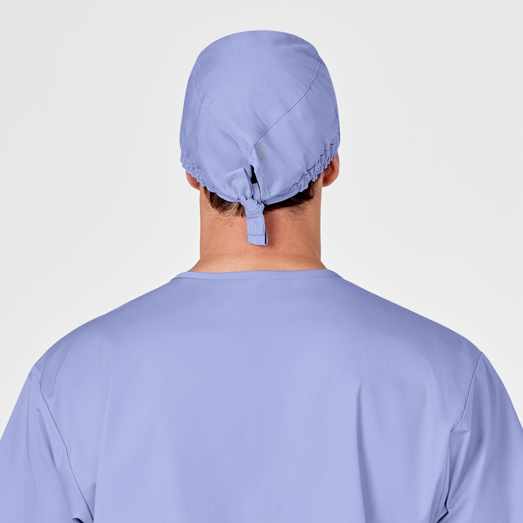 WonderWORK Unisex Tie Back Scrub Cap Ceil Blue back view