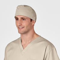 WonderWORK Unisex Tie Back Scrub Cap Khaki side view