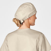 WonderWORK Unisex Tie Back Scrub Cap Khaki front detail