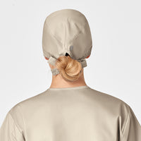 WonderWORK Unisex Tie Back Scrub Cap Khaki side detail 1