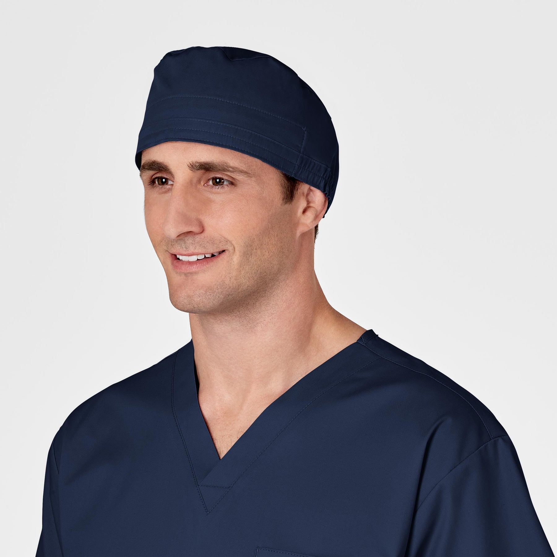 WonderWORK Unisex Tie Back Scrub Cap Navy side view