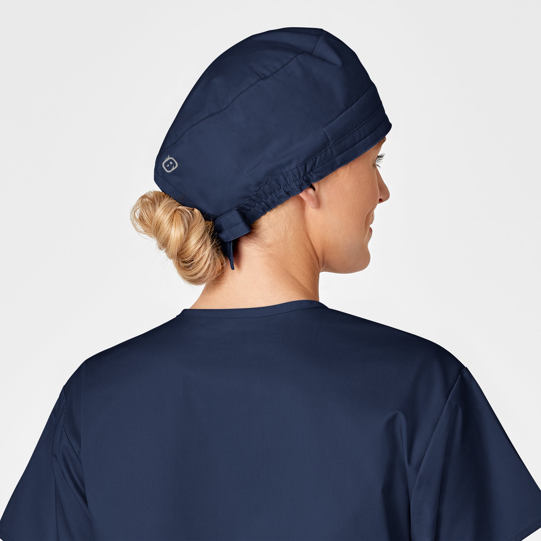 WonderWORK Unisex Tie Back Scrub Cap Navy front detail