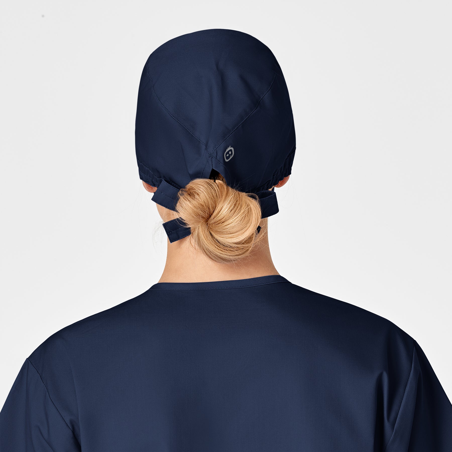WonderWORK Unisex Tie Back Scrub Cap Navy side detail 1