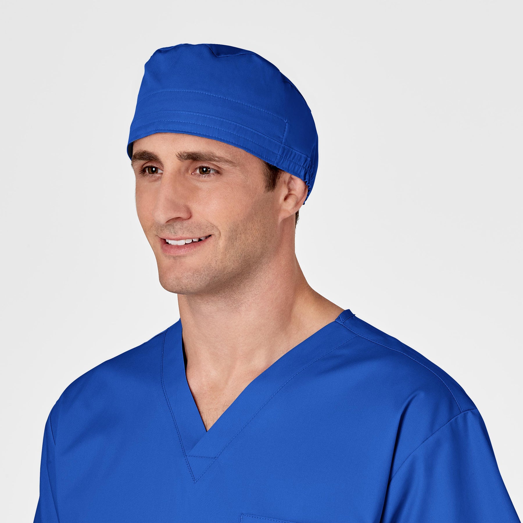 WonderWORK Unisex Tie Back Scrub Cap Royal side view