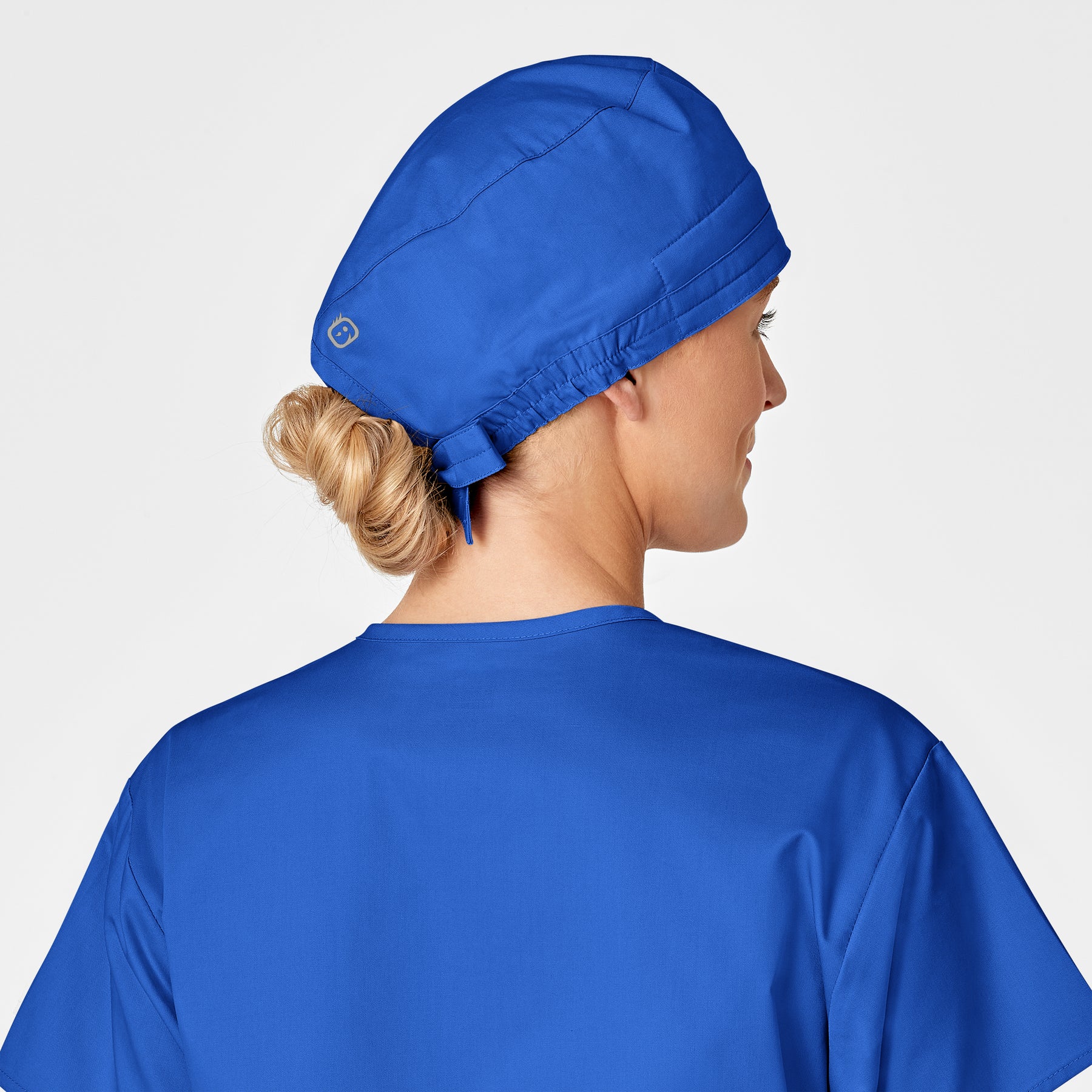 WonderWORK Unisex Tie Back Scrub Cap Royal front detail
