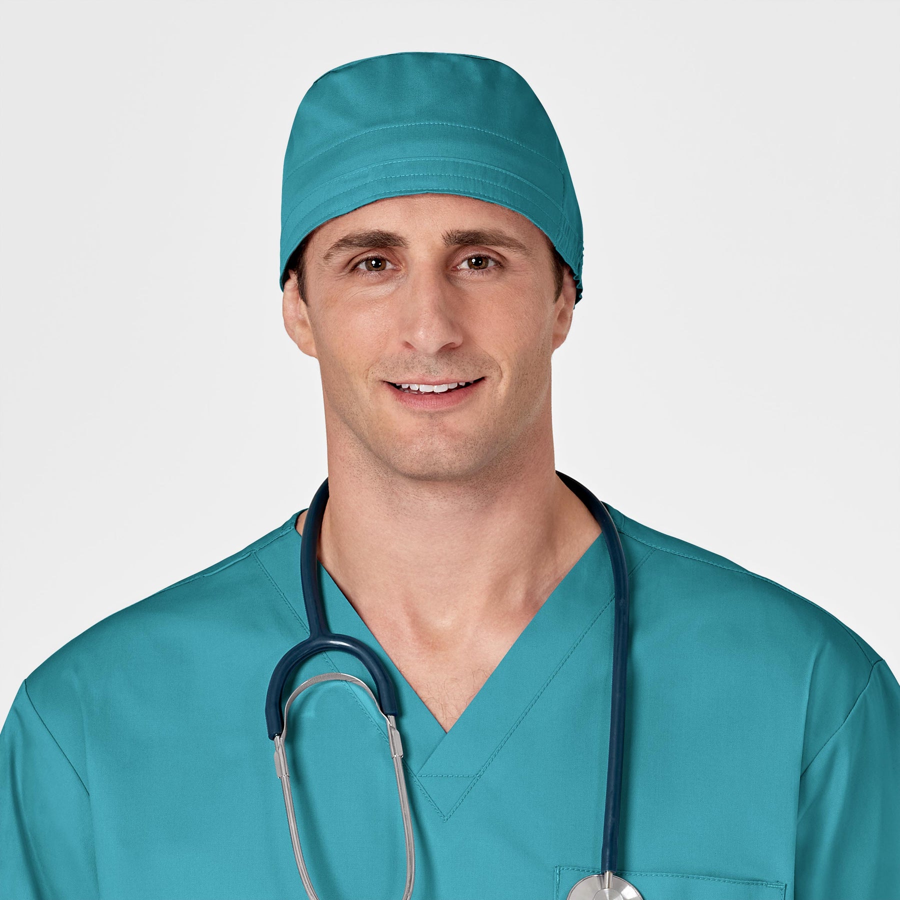 WonderWORK Unisex Tie Back Scrub Cap Teal Blue full scrub set