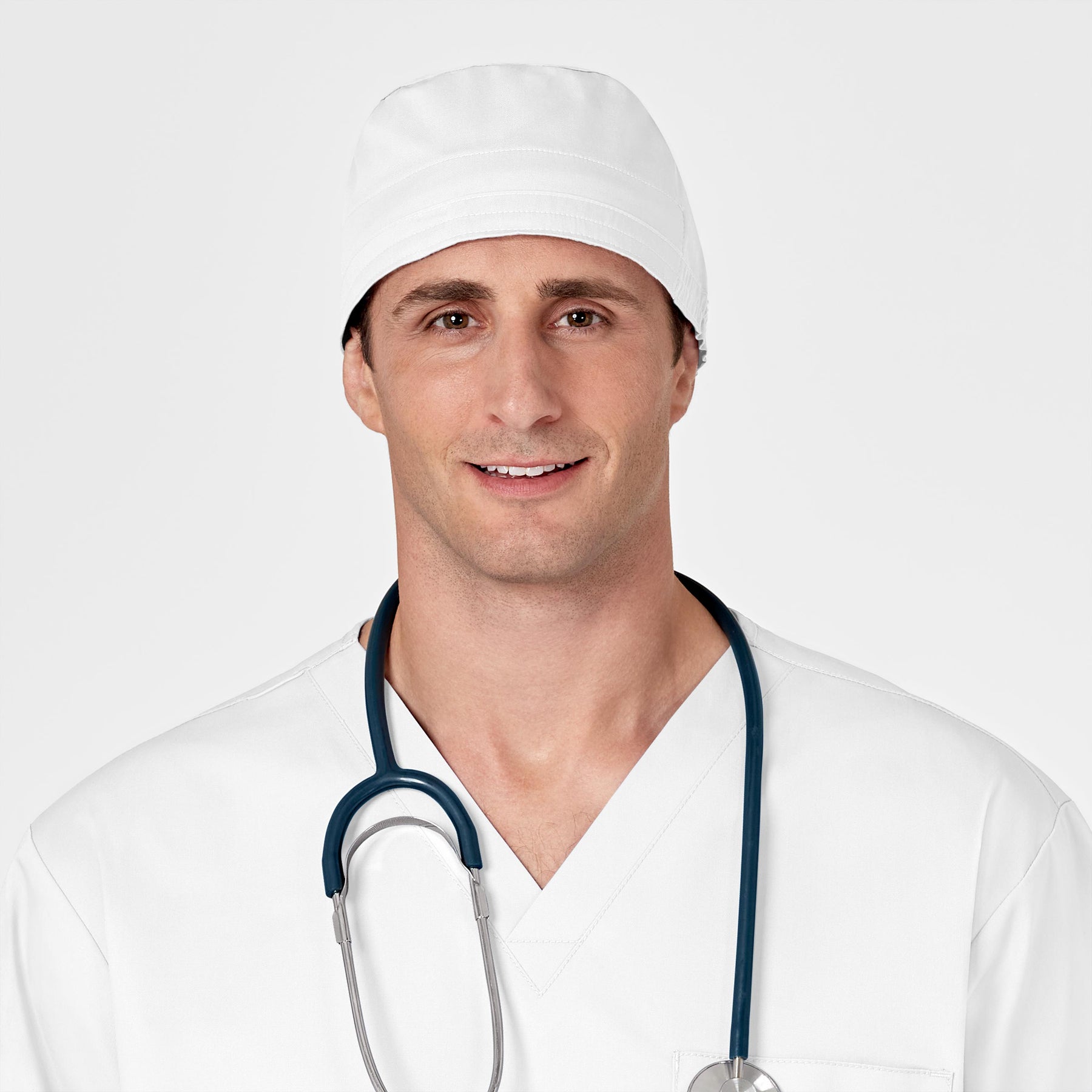 WonderWORK Unisex Tie Back Scrub Cap White full scrub set