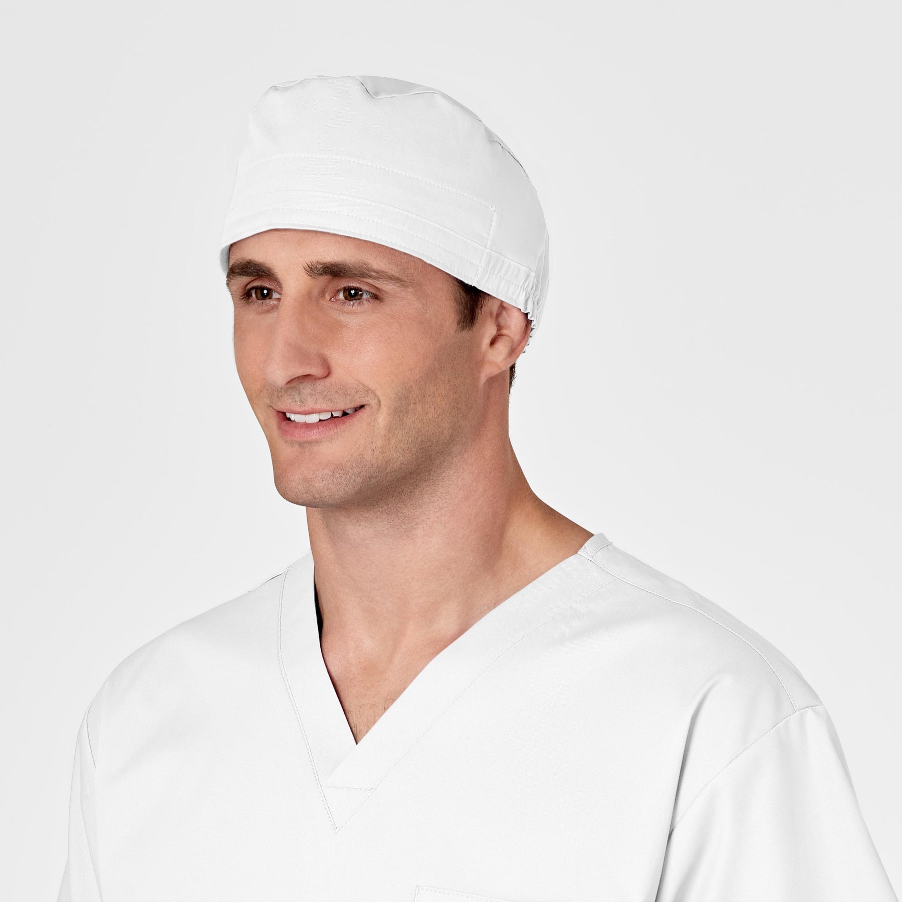 WonderWORK Unisex Tie Back Scrub Cap White side view