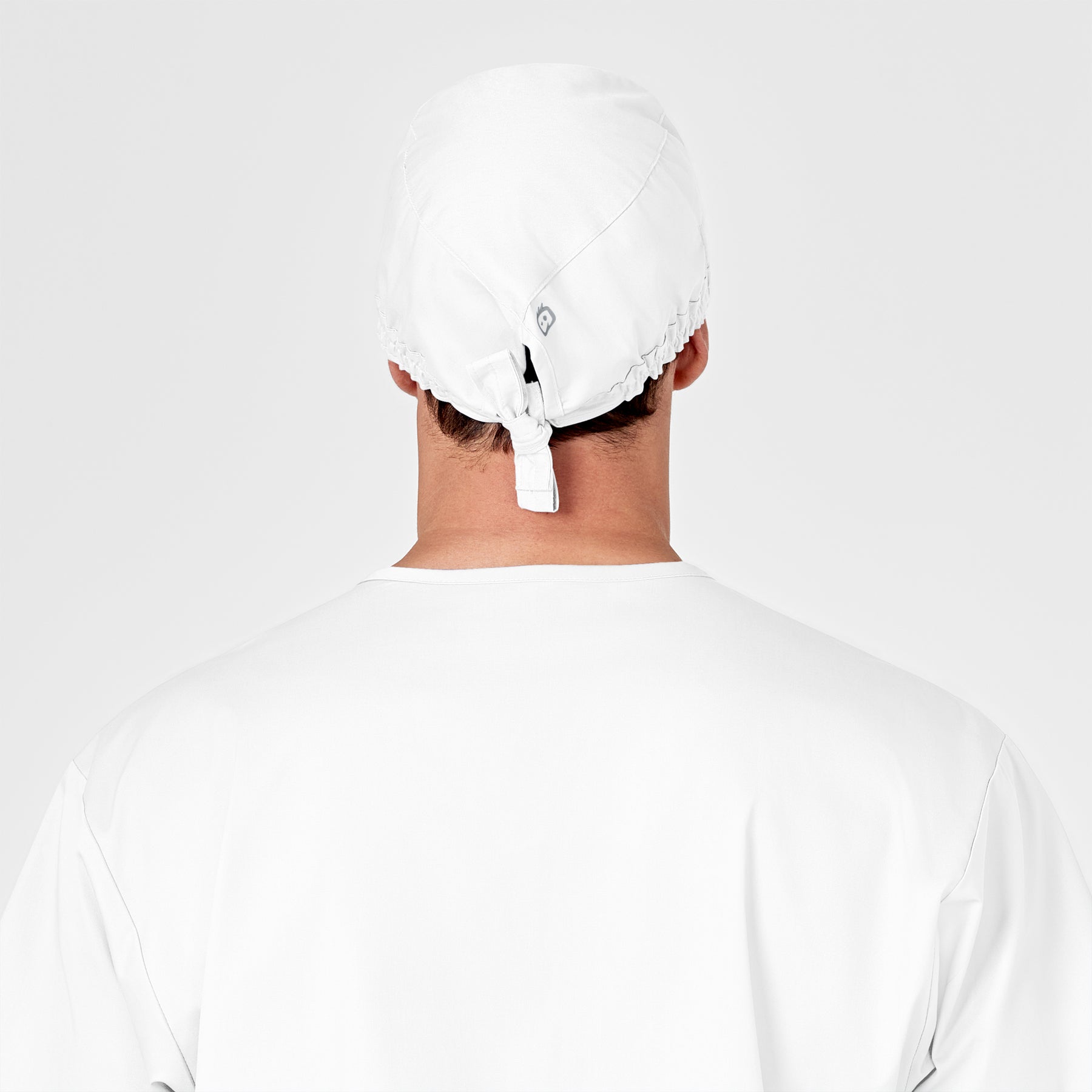 WonderWORK Unisex Tie Back Scrub Cap White back view