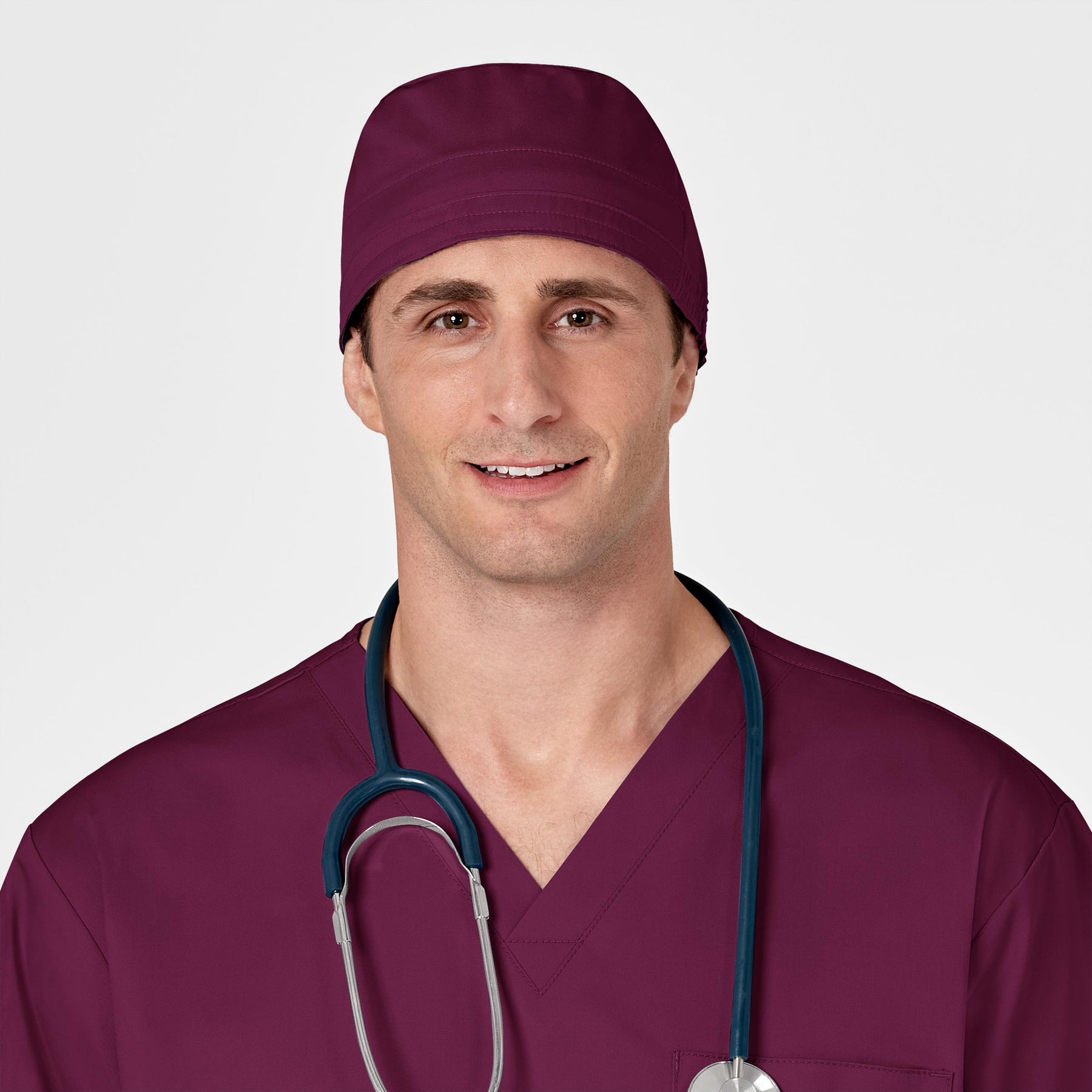 WonderWORK Unisex Tie Back Scrub Cap Wine full scrub set