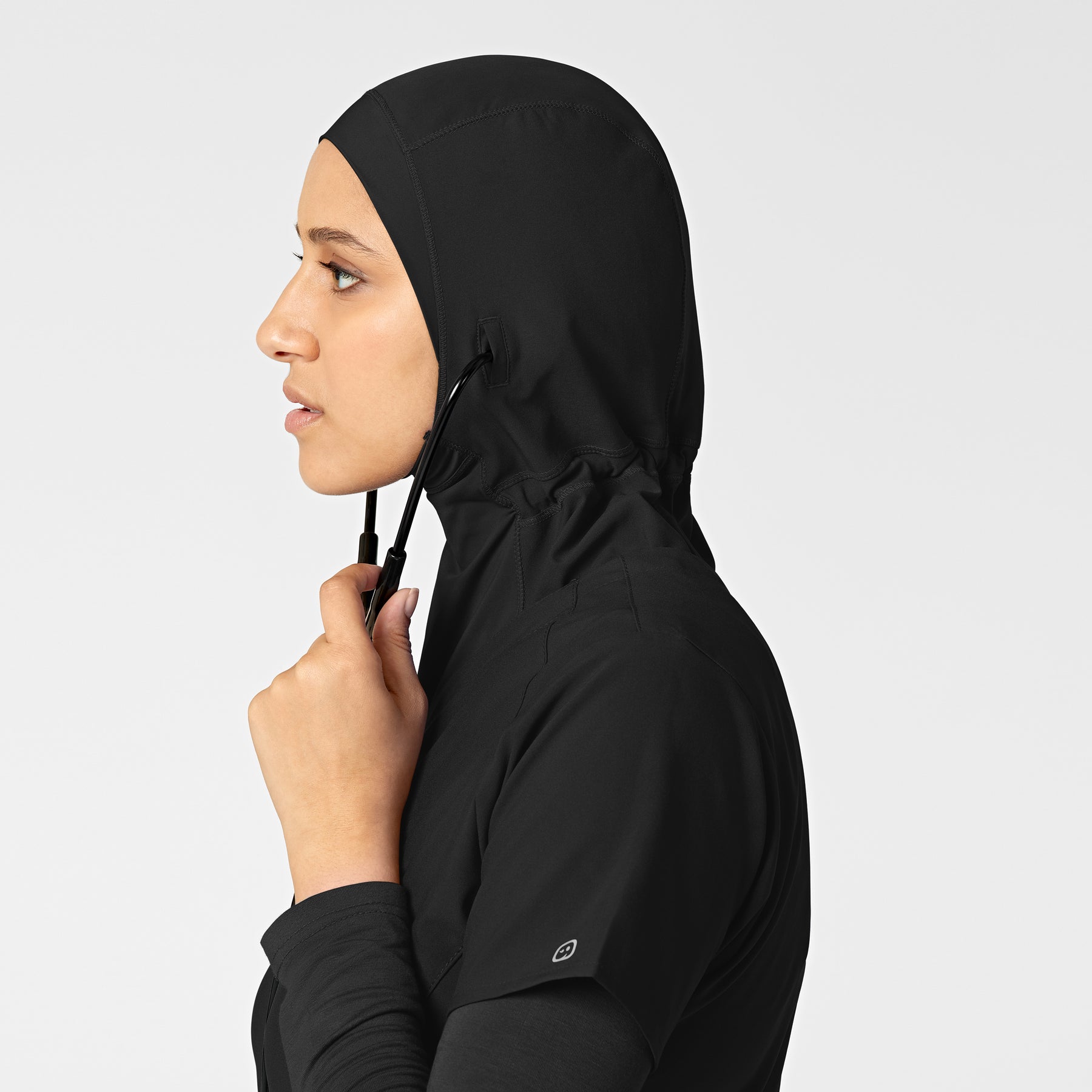 W123 Women's Hijab Black front detail
