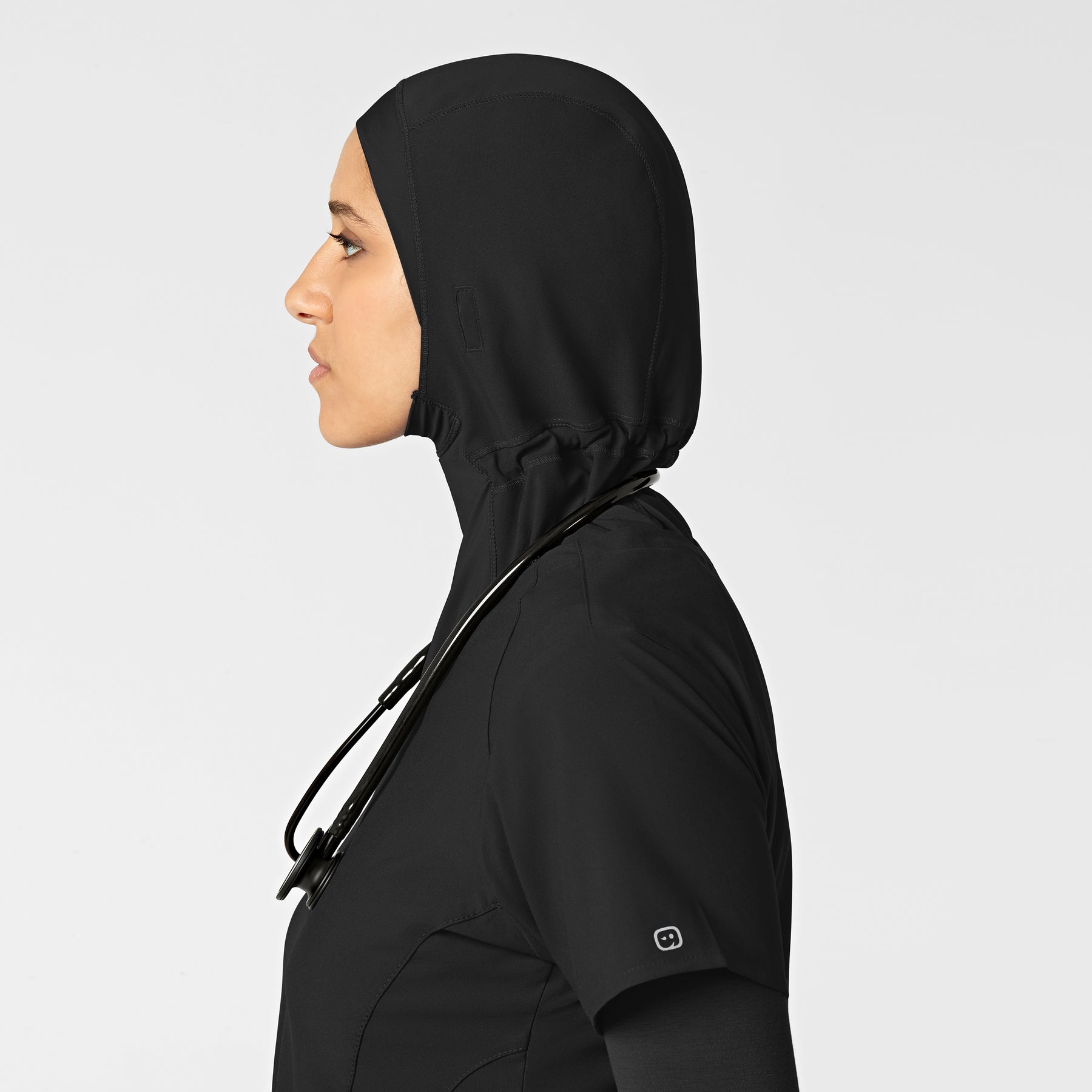 W123 Women's Hijab Black side detail 1