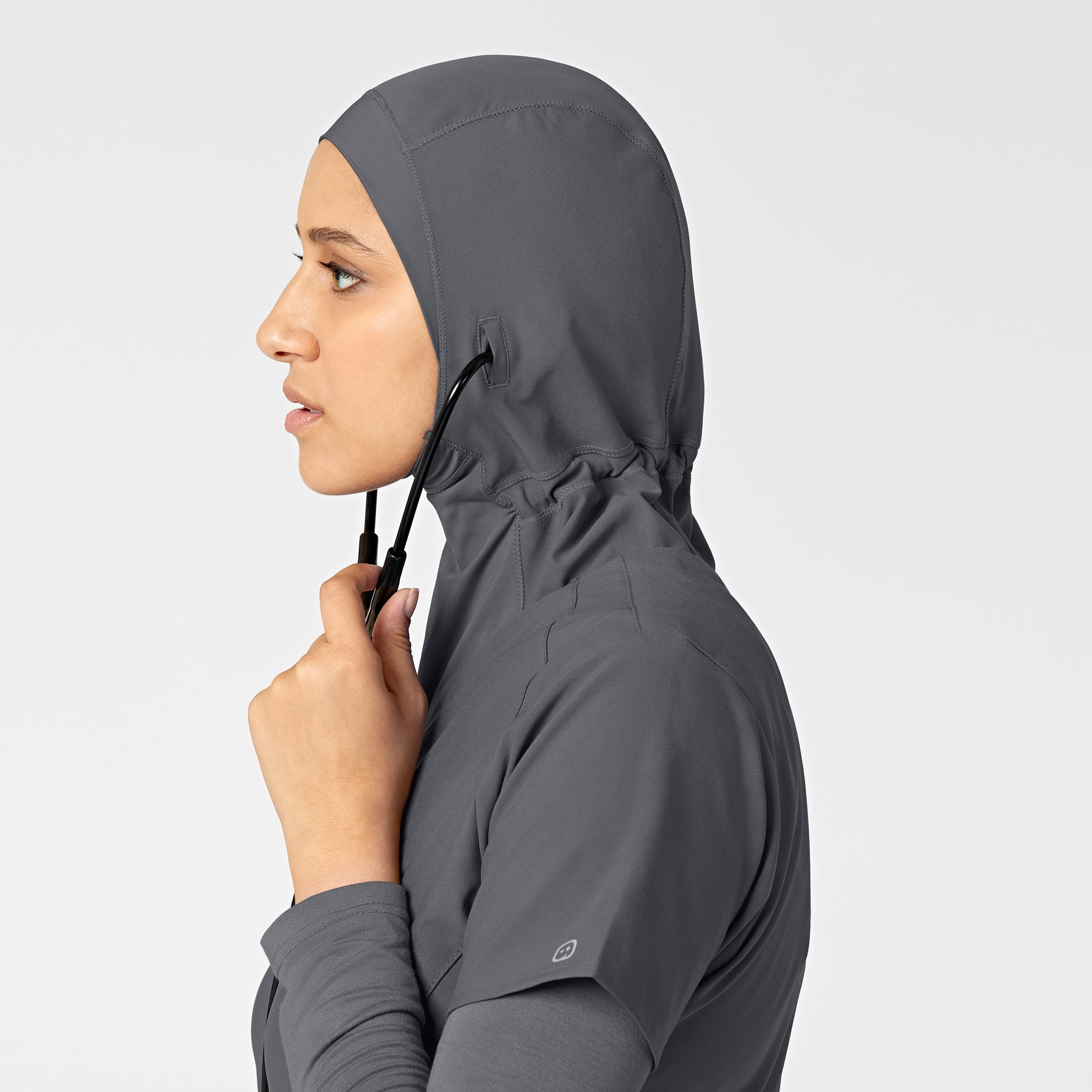 W123 Women's Hijab Pewter front detail