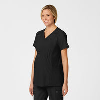 W123 Maternity V-Neck Scrub Top Black side view