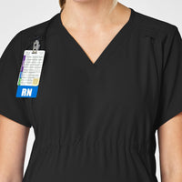 W123 Maternity V-Neck Scrub Top - Black