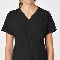 W123 Maternity V-Neck Scrub Top Black hemline detail