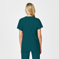 W123 Maternity V-Neck Scrub Top Caribbean Blue back view