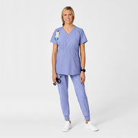 W123 Maternity V-Neck Scrub Top Ceil Blue scrub set