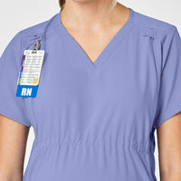 W123 Maternity V-Neck Scrub Top - Ceil Blue