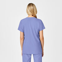 W123 Maternity V-Neck Scrub Top Ceil Blue back view