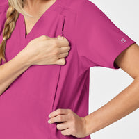 W123 Maternity V-Neck Scrub Top Hot Pink side detail 1