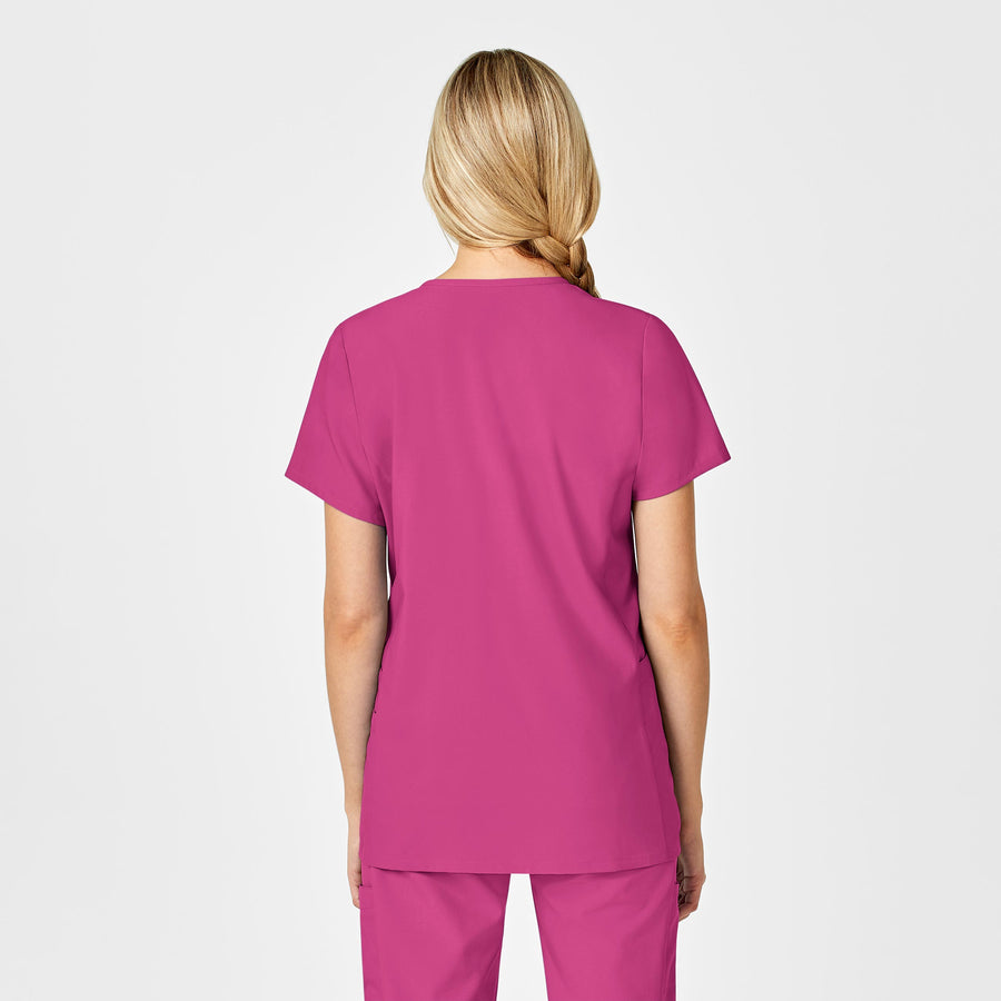 W123 Maternity V-Neck Scrub Top Hot Pink back view