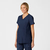 W123 Maternity V-Neck Scrub Top Navy side view