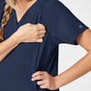 W123 Maternity V-Neck Scrub Top Navy side detail 1