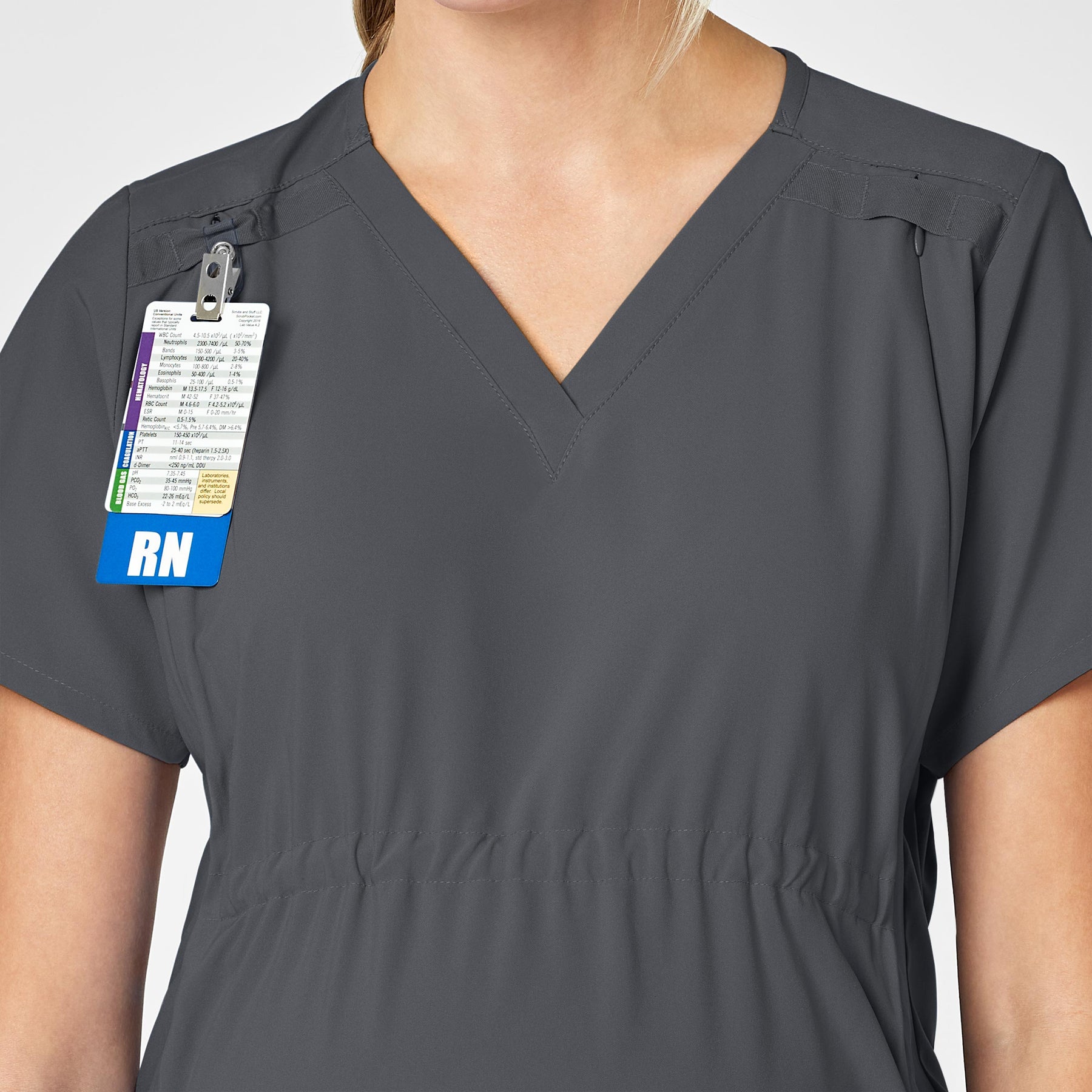 W123 Maternity V-Neck Scrub Top - Pewter