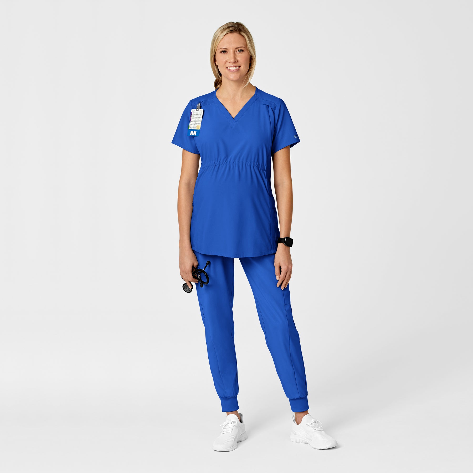 W123 Maternity V-Neck Scrub Top Royal scrub set