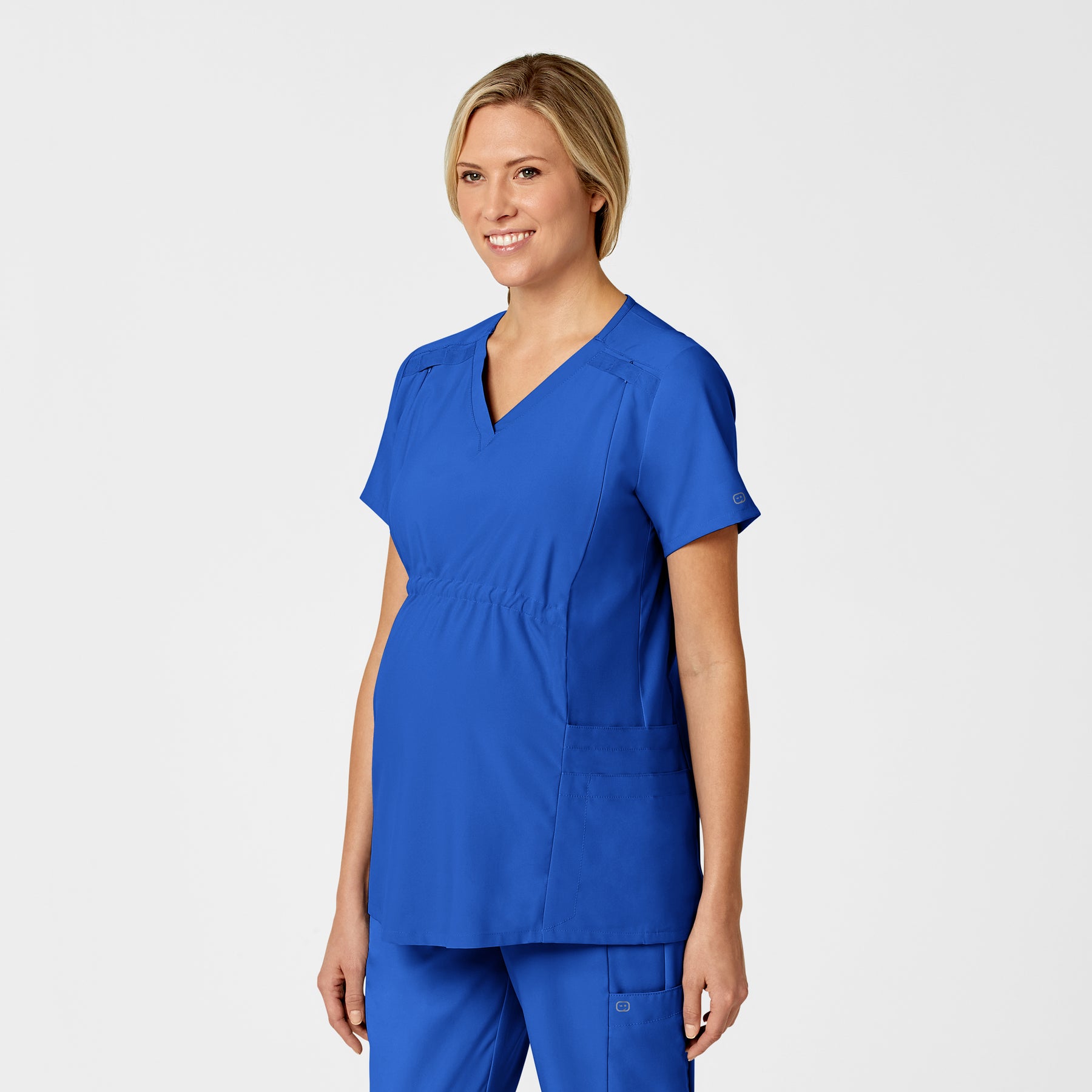 W123 Maternity V-Neck Scrub Top Royal side view