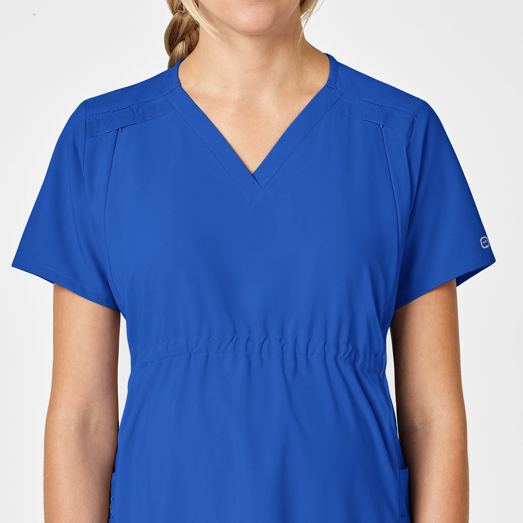 W123 Maternity V-Neck Scrub Top Royal hemline detail