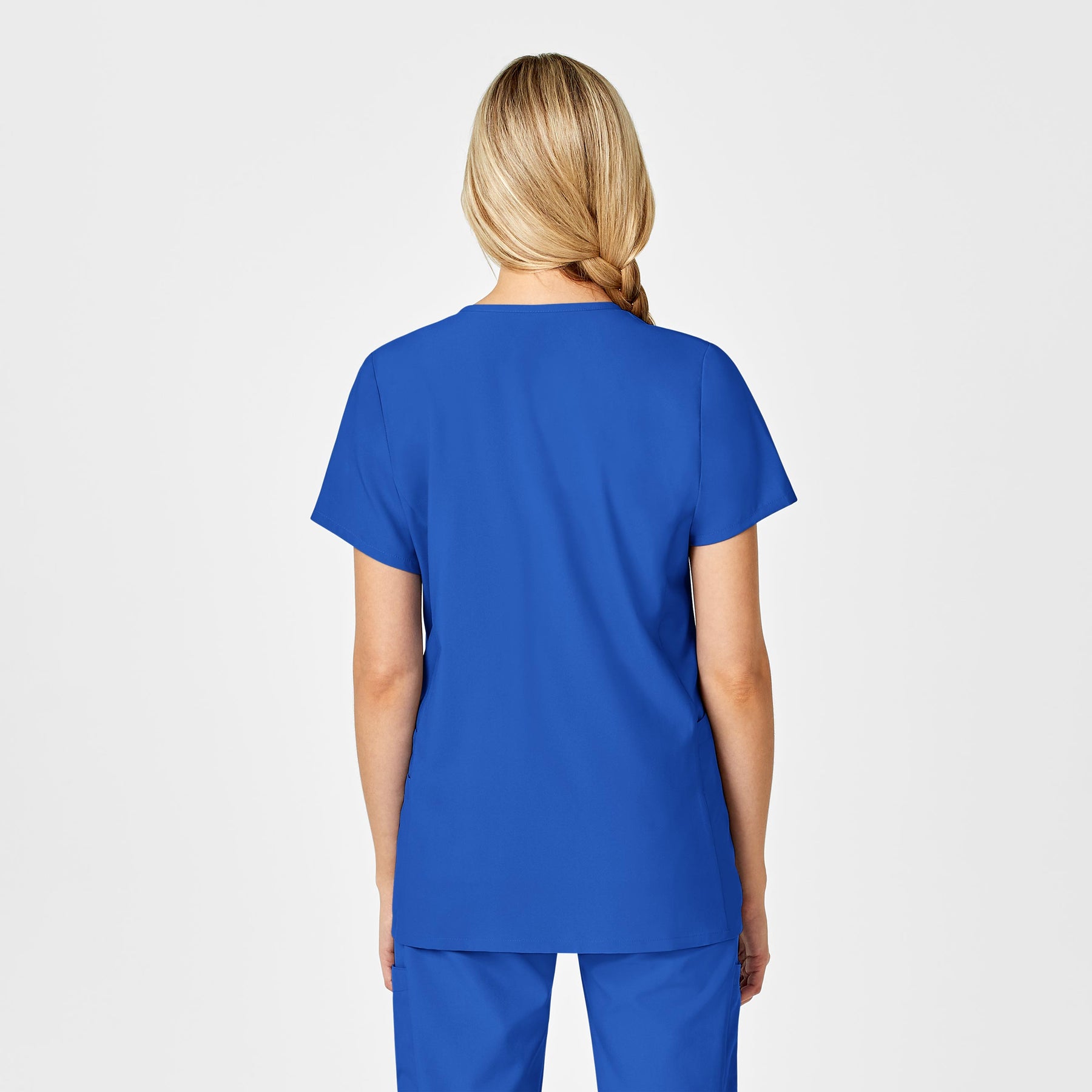 W123 Maternity V-Neck Scrub Top Royal back view