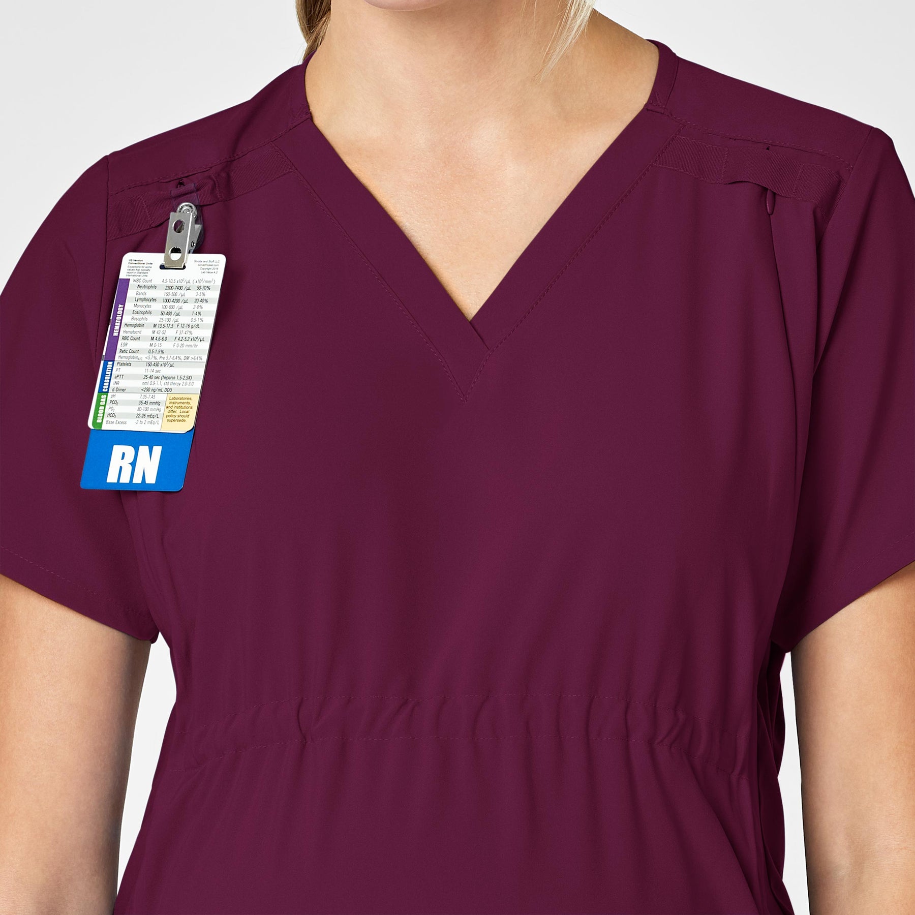 W123 Maternity V-Neck Scrub Top - Wine