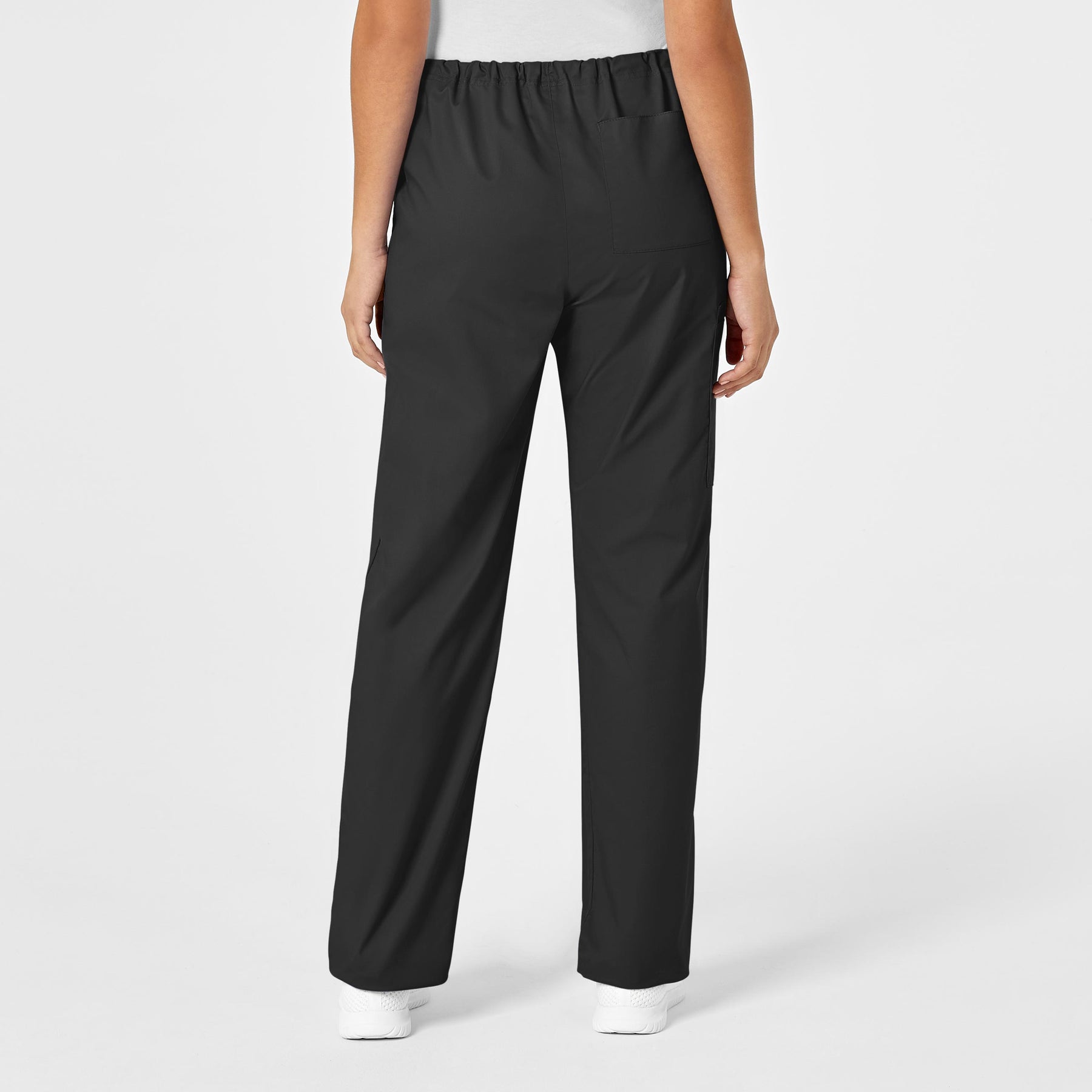 WonderWORK Unisex Drawstring Cargo Scrub Pant Black back view