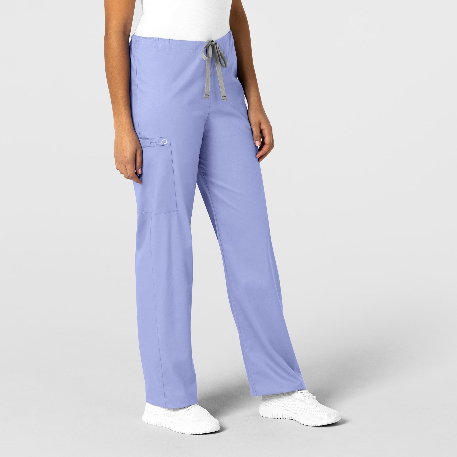 WonderWORK Unisex Drawstring Cargo Scrub Pant Ceil Blue side view