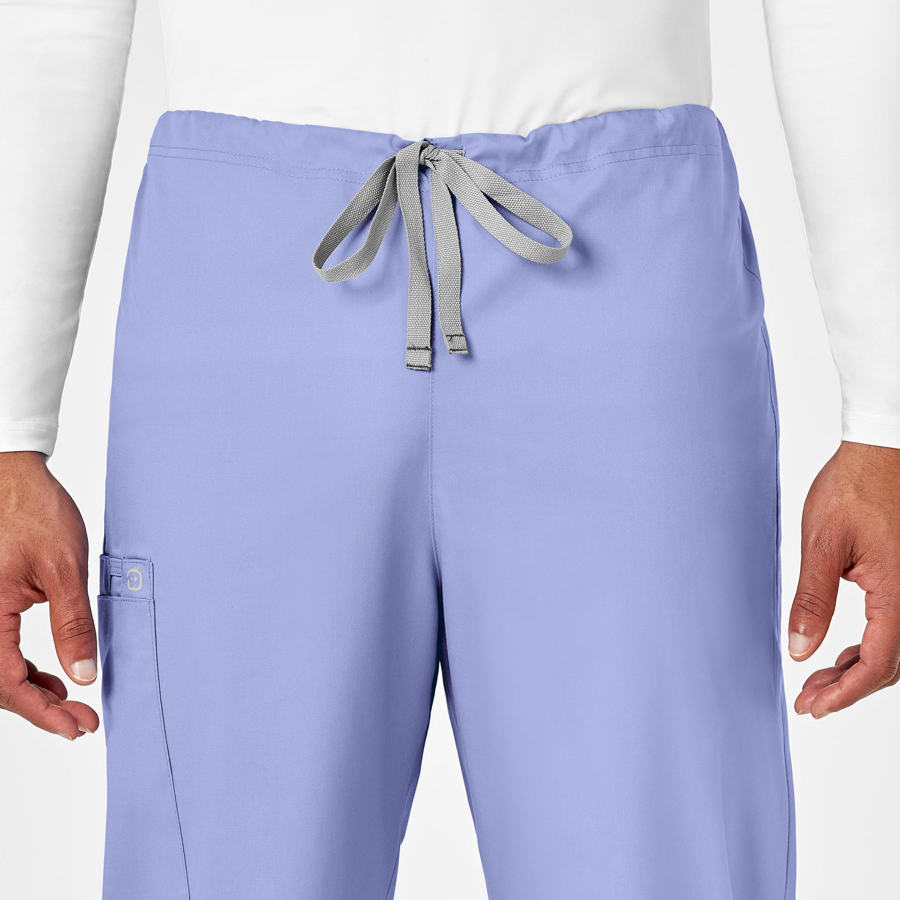 WonderWORK Unisex Drawstring Cargo Scrub Pant Ceil Blue side detail 2