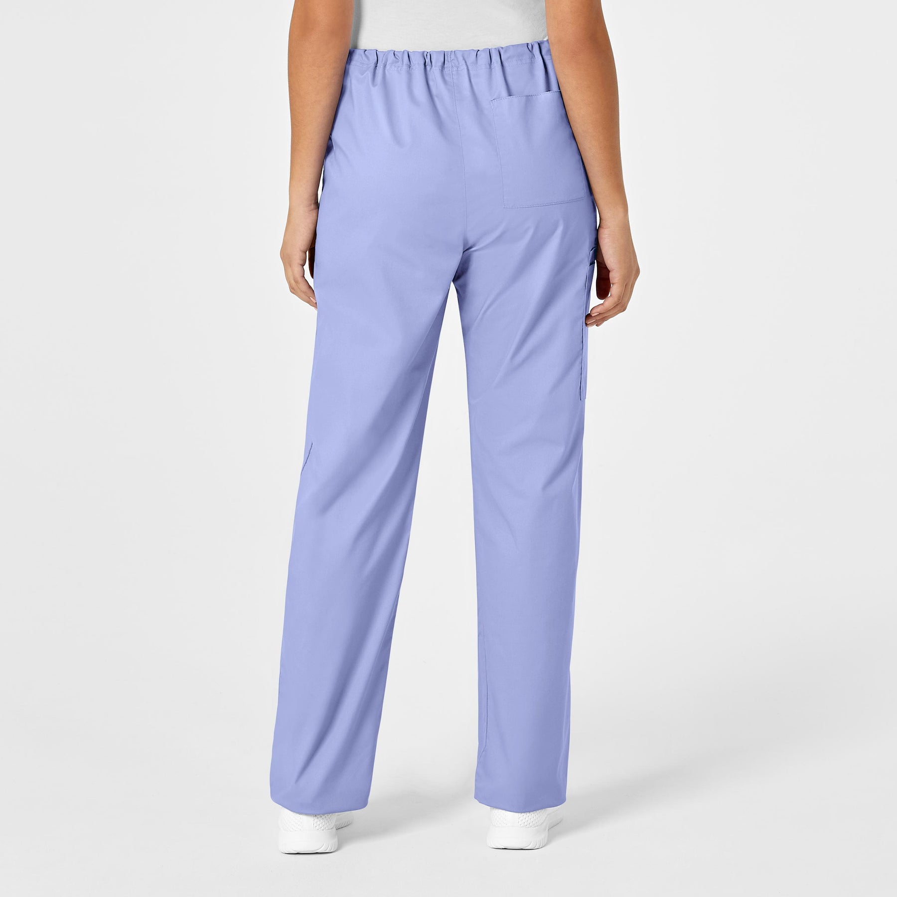 WonderWORK Unisex Drawstring Cargo Scrub Pant Ceil Blue back view