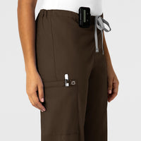 WonderWORK Unisex Drawstring Cargo Scrub Pant Chocolate side detail 1