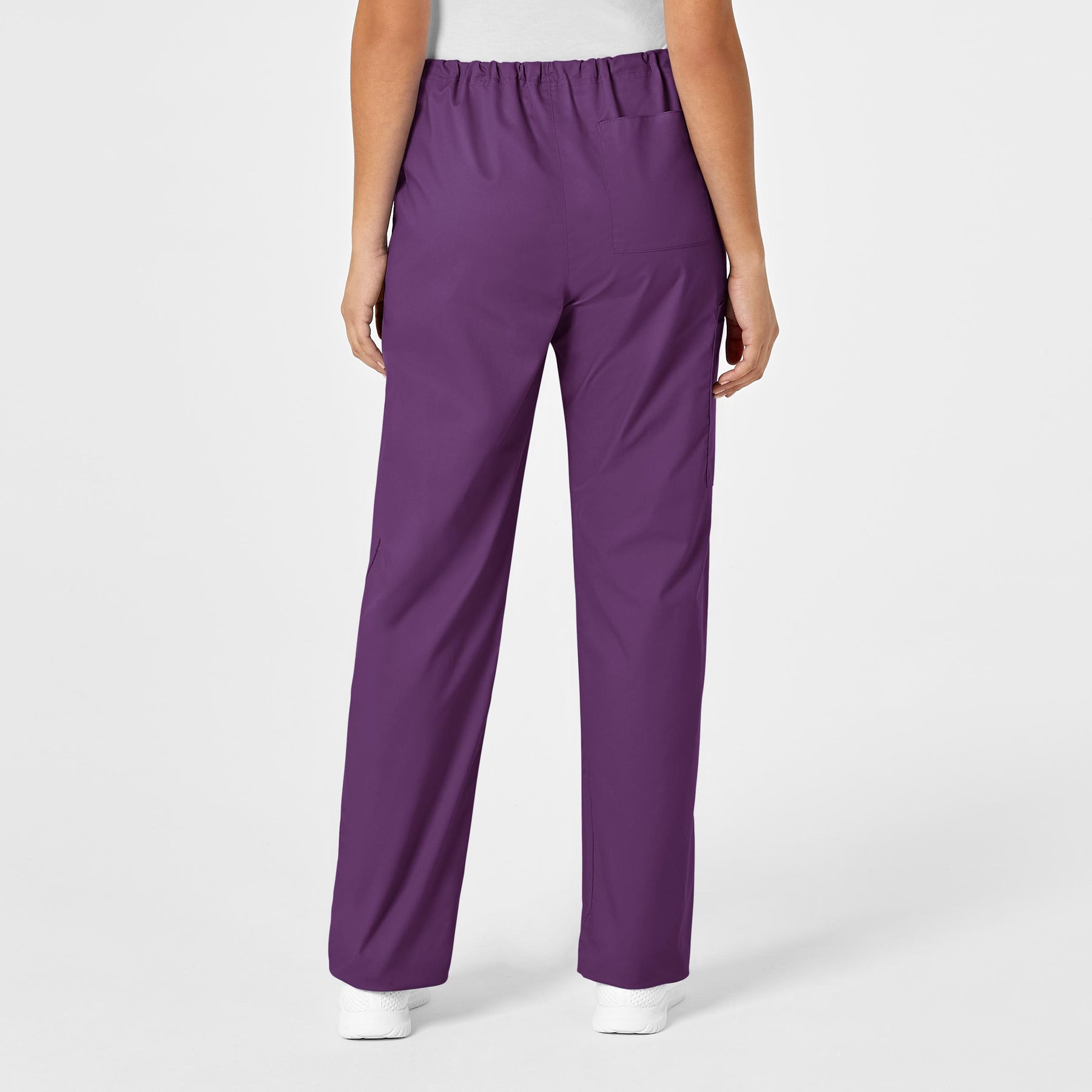 WonderWORK Unisex Drawstring Cargo Scrub Pant Eggplant back view