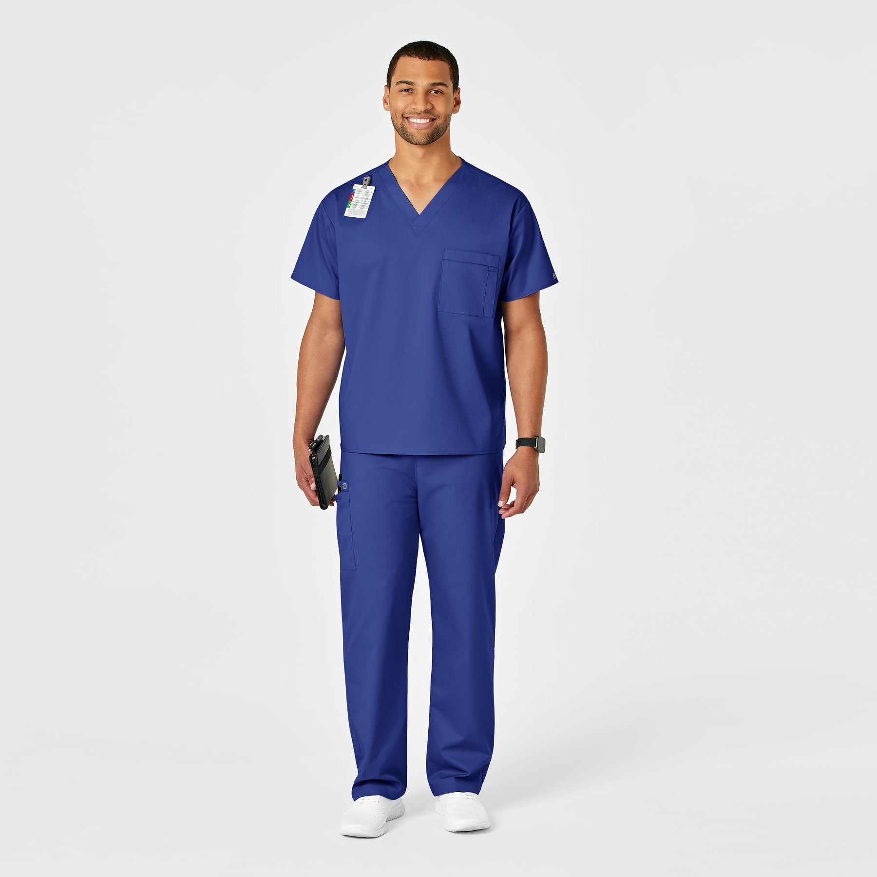 WonderWORK Unisex Drawstring Cargo Scrub Pant Galaxy Blue full scrub set