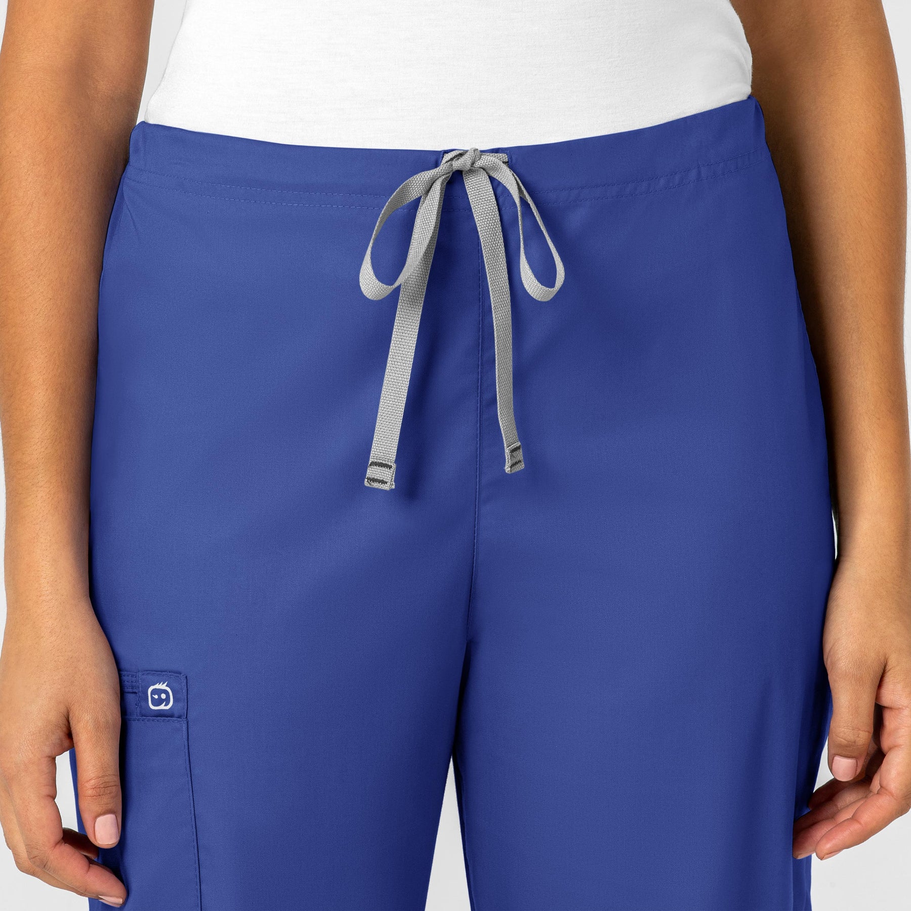 WonderWORK Unisex Drawstring Cargo Scrub Pant Galaxy Blue front detail