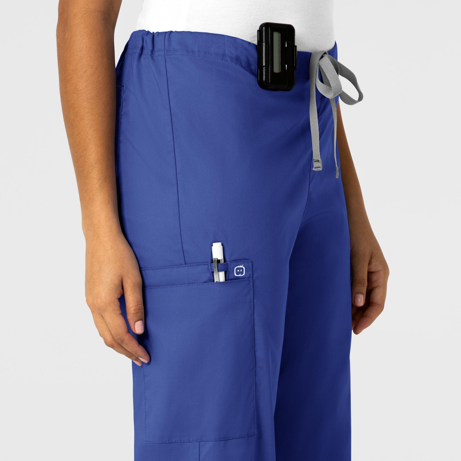 WonderWORK Unisex Drawstring Cargo Scrub Pant Galaxy Blue side detail 1