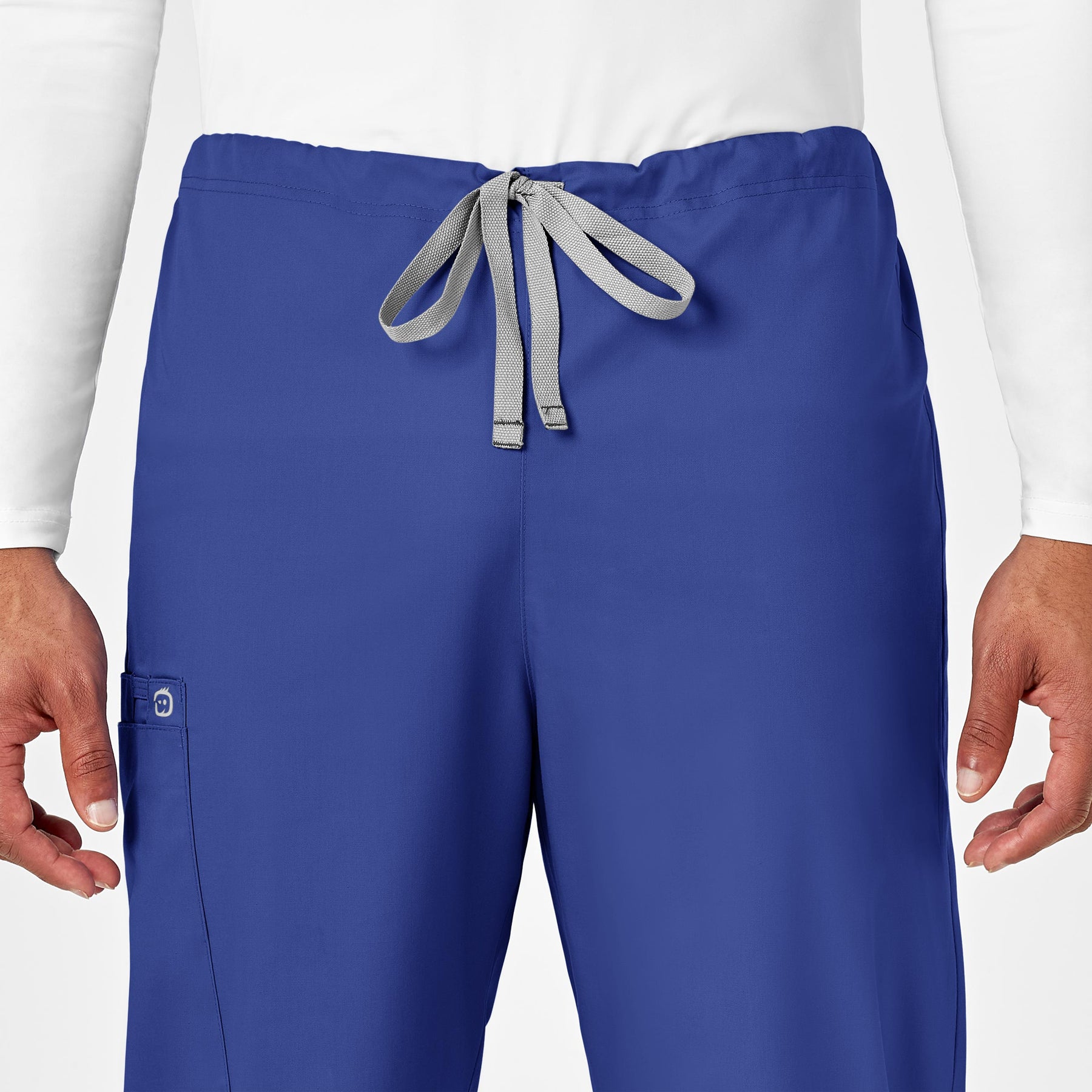 WonderWORK Unisex Drawstring Cargo Scrub Pant Galaxy Blue side detail 2