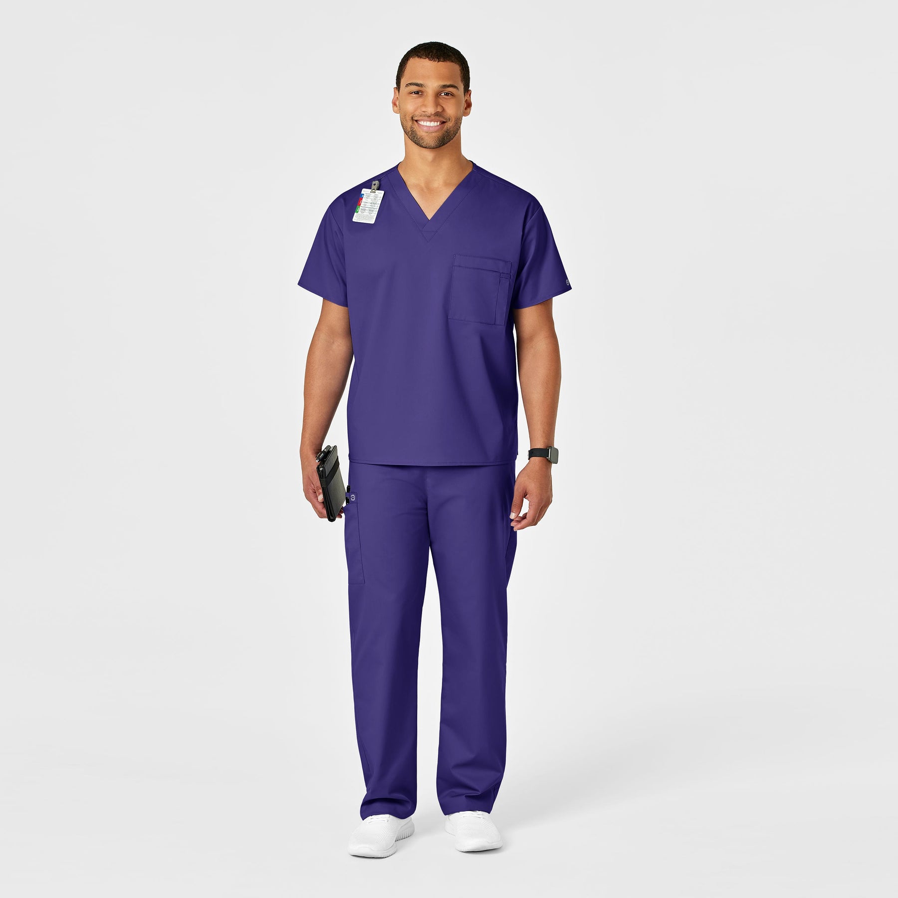 WonderWORK Unisex Drawstring Cargo Scrub Pant Grape full scrub set